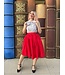 Red Flare Peggy Skirt with Shirring