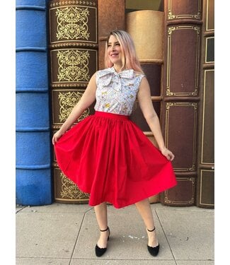 Retrolicious Red Flare Peggy Skirt with Shirring