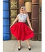 Red Flare Peggy Skirt with Shirring