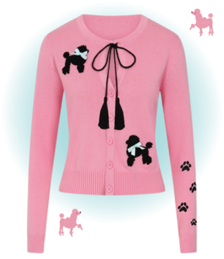 Collectif Pink Poodle Parade Cardigan