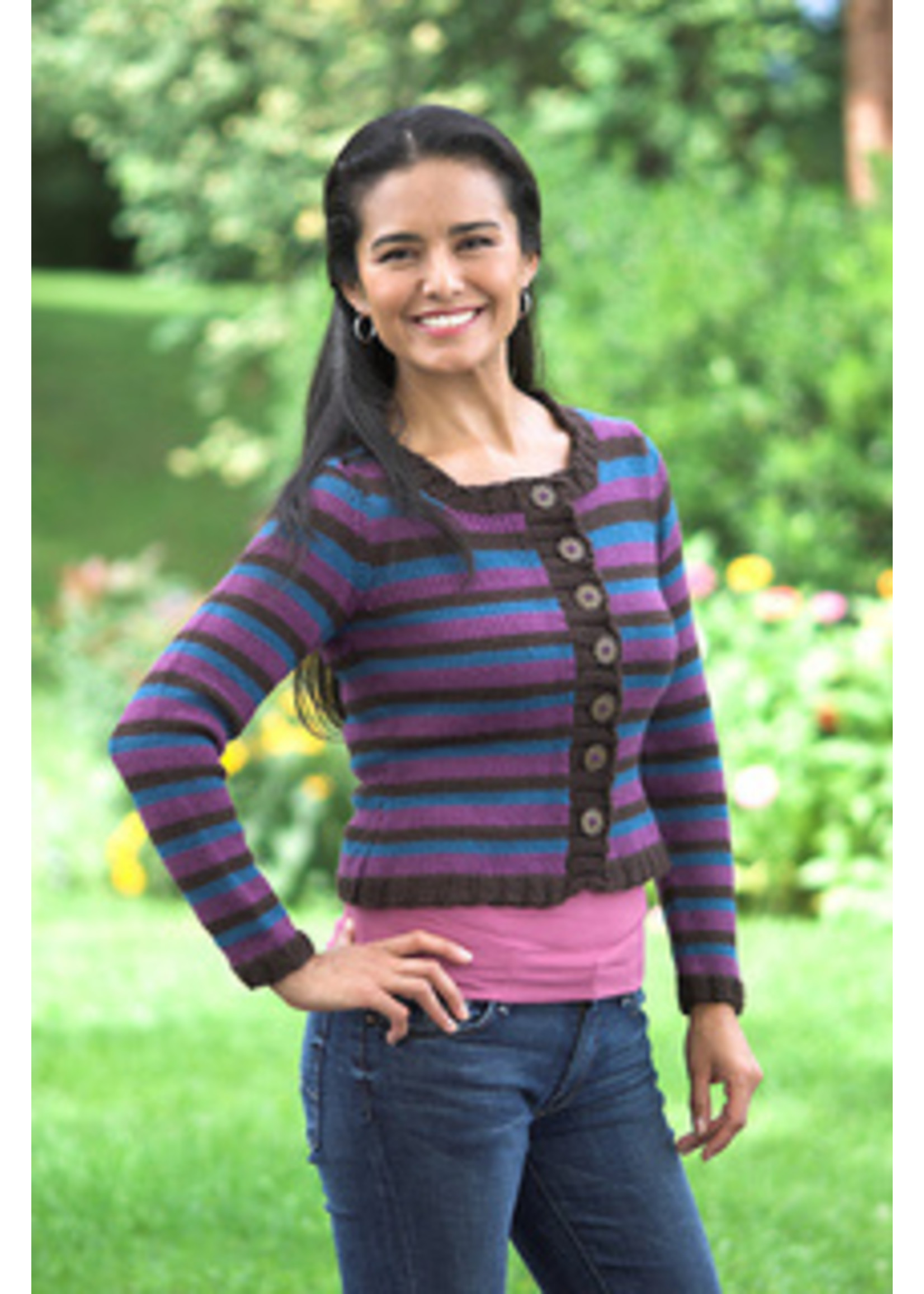 Plymouth Yarns Woman's Double Striped Cardigan 2279