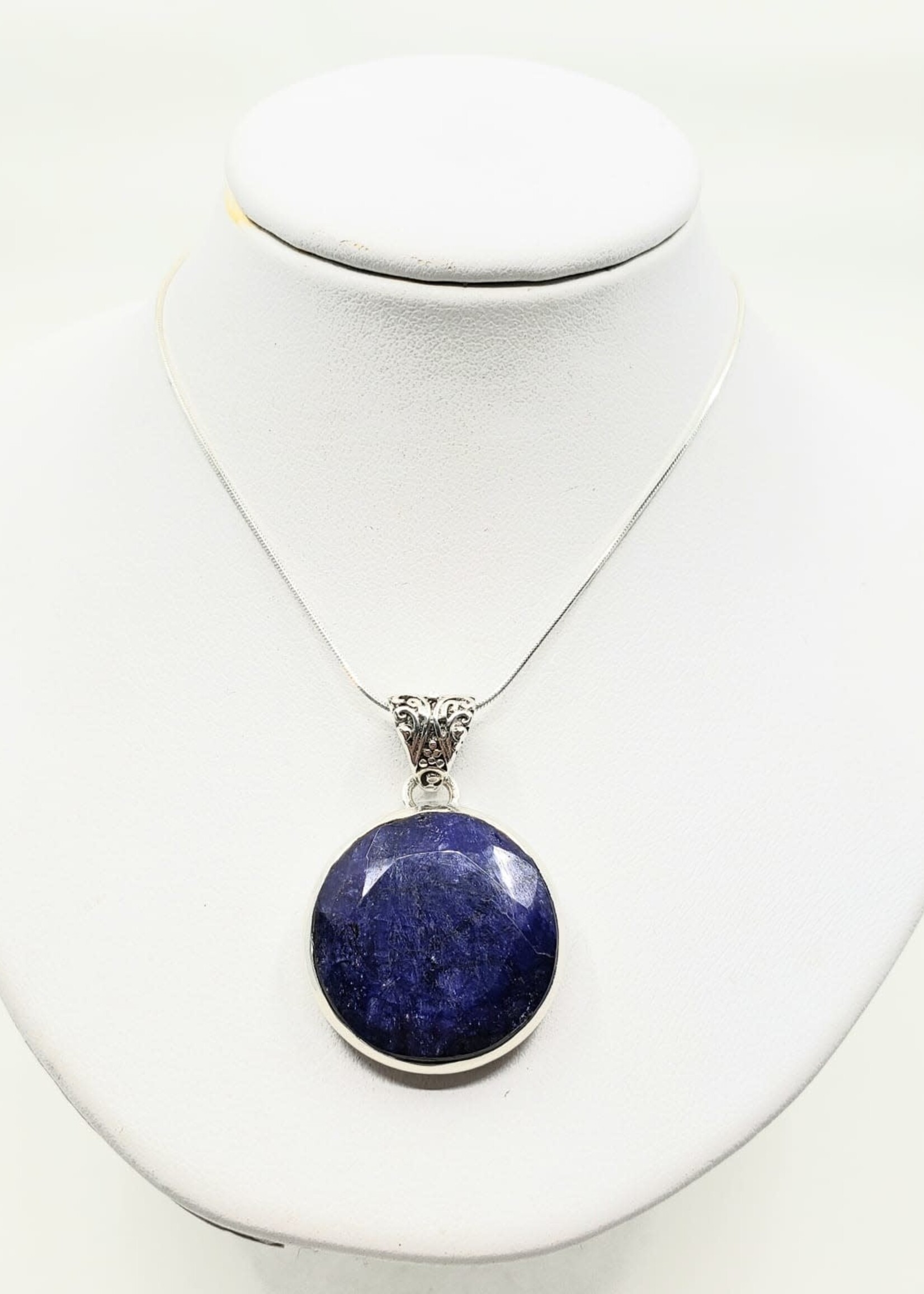 sapphire pendant with silver chain