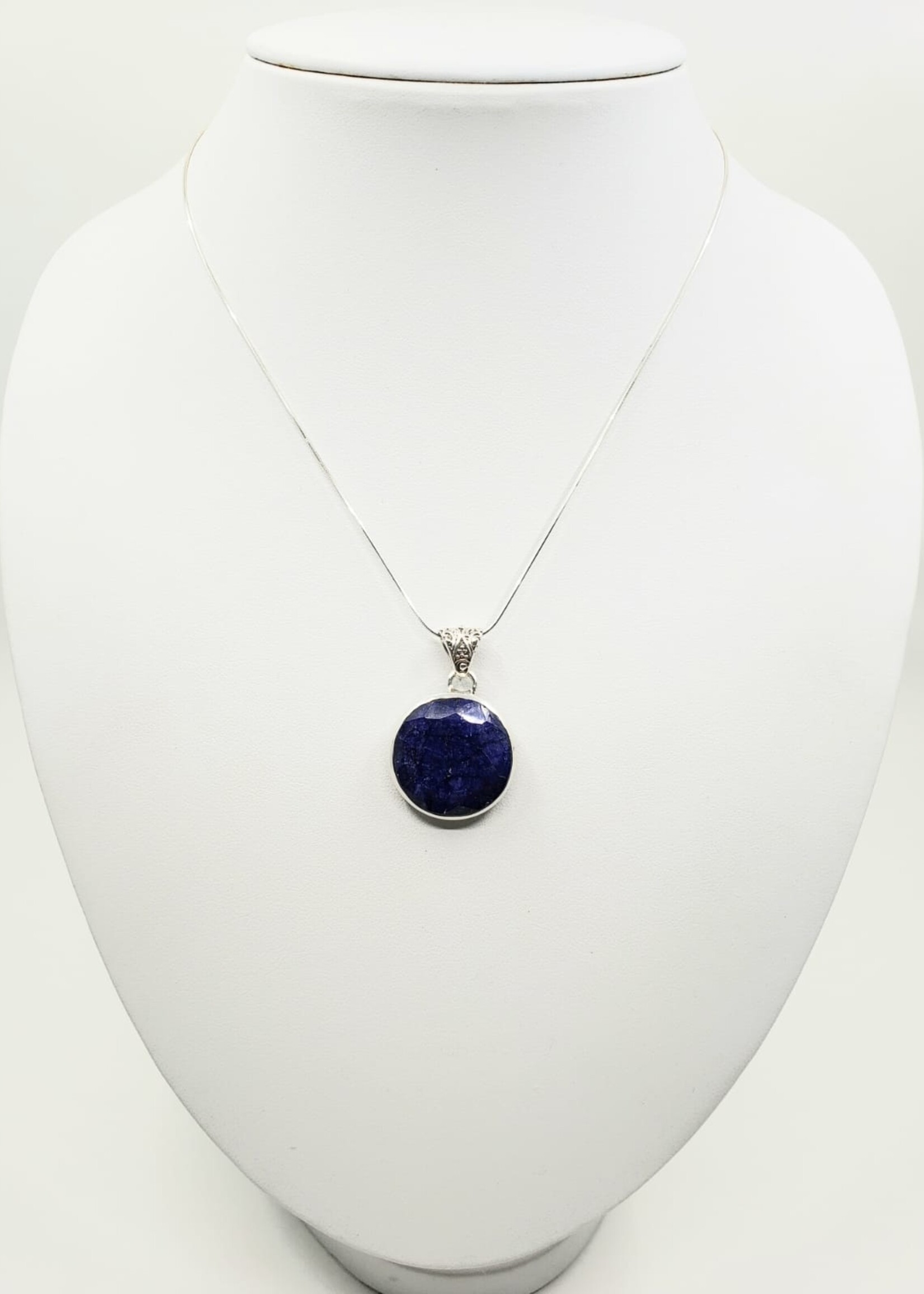 sapphire pendant with silver chain
