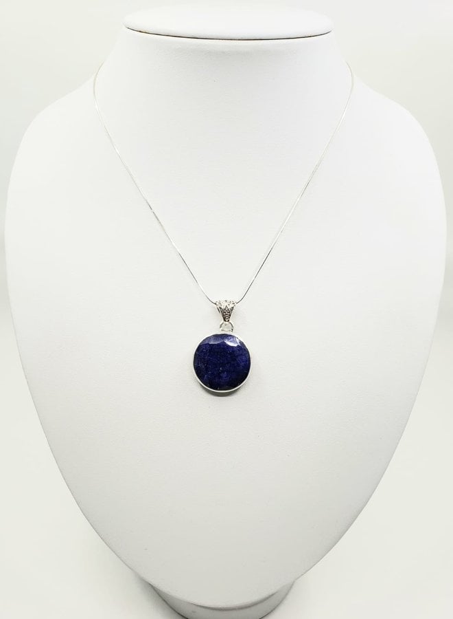 sapphire pendant with silver chain