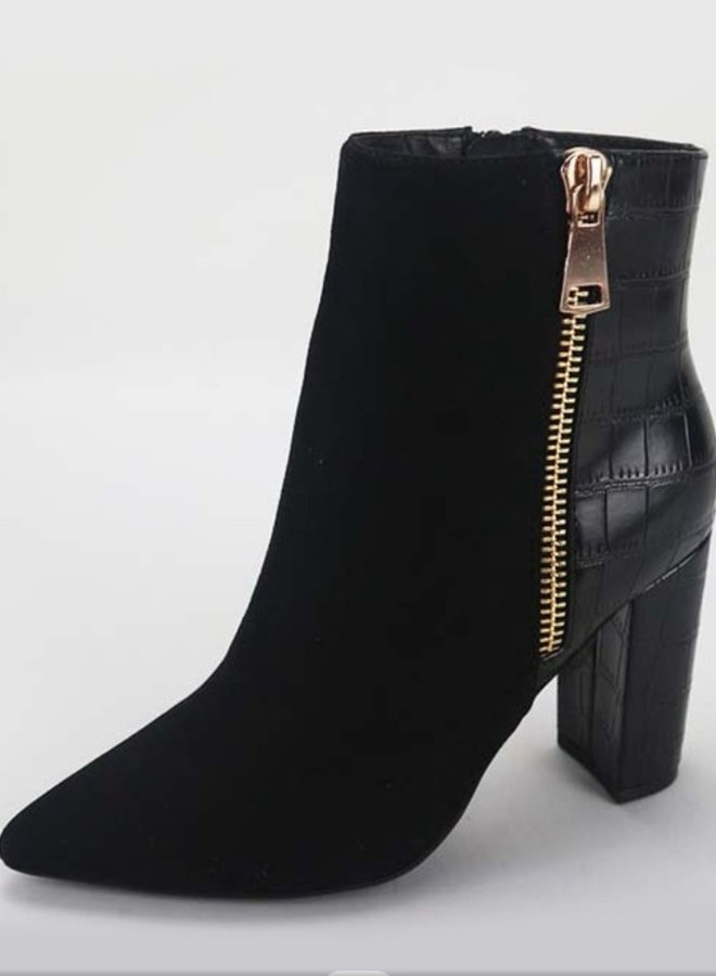 two tone suede booties