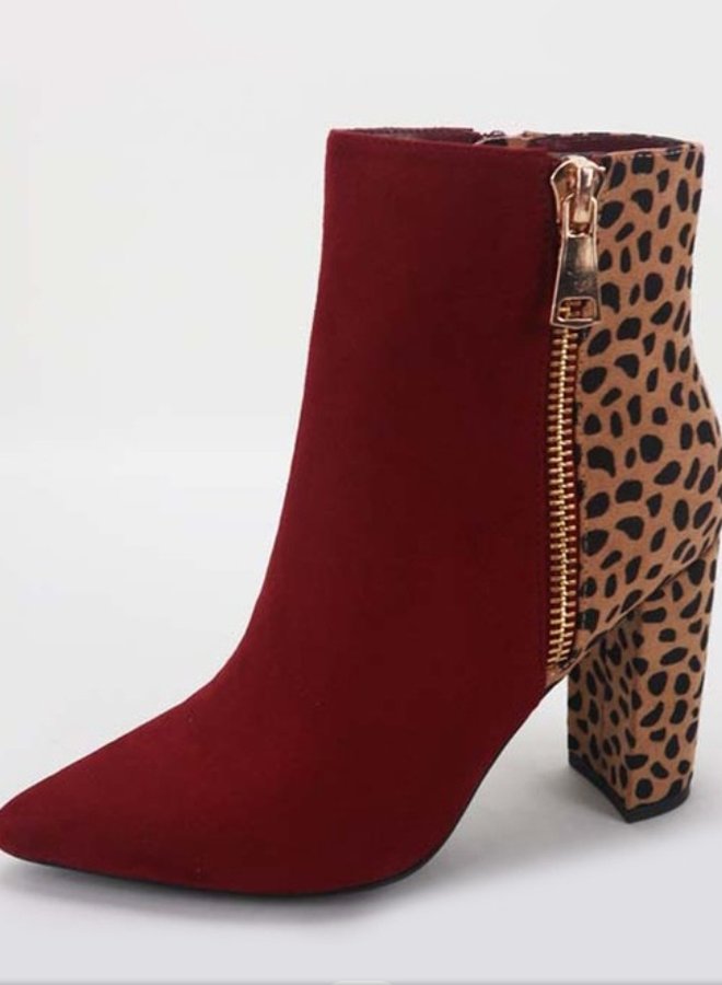 two tone suede booties