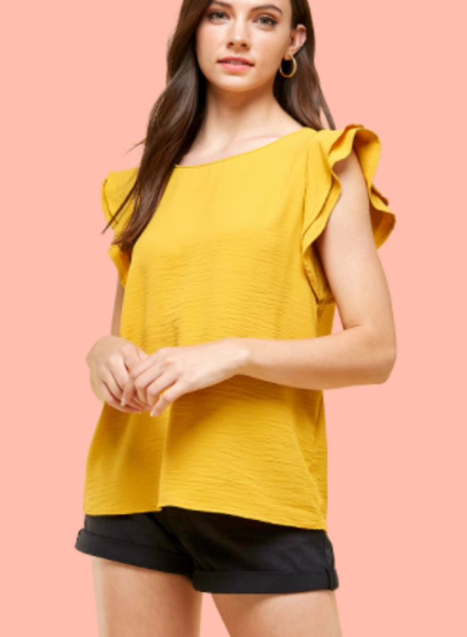 short sleeve ruffle blouse