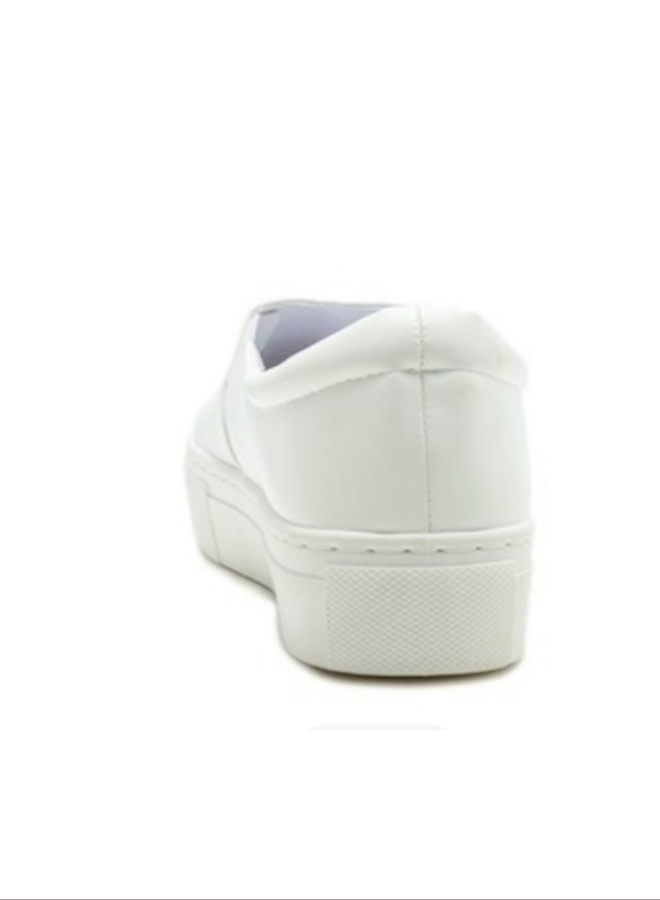 white PU leather  step in sneakers
