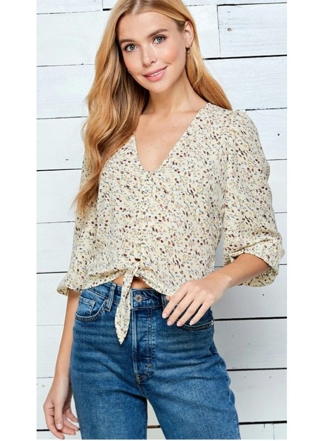 Ditsy print button up blouse