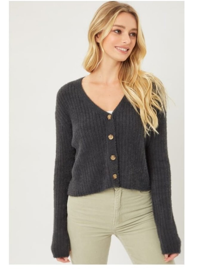 Love Tree button up fuzzy cardigan 