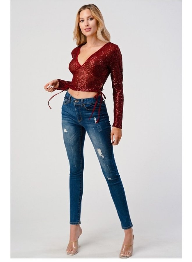 Long Sleeve Sequin Top