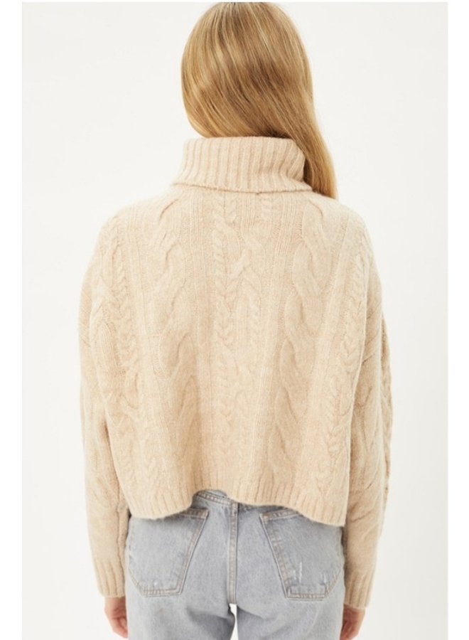 Cropped Oversized Turtleneck Sweater