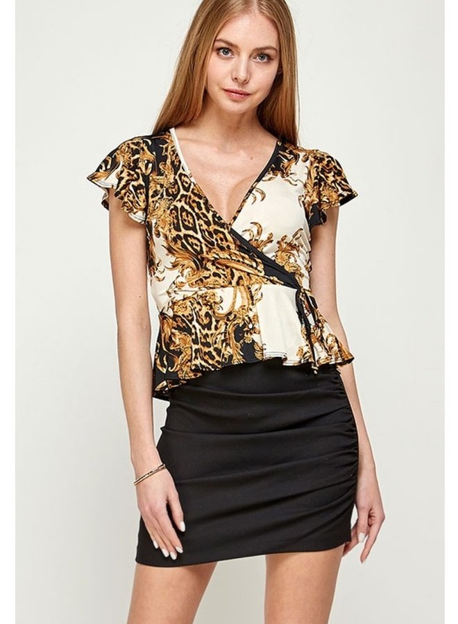 Gold and paisley print top