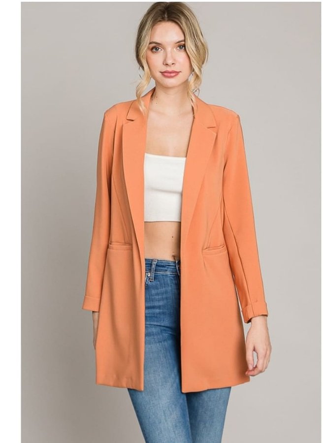 Buttonless Long Blazer Jacket
