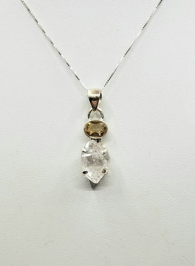 citrine and herkimer diamond pendant