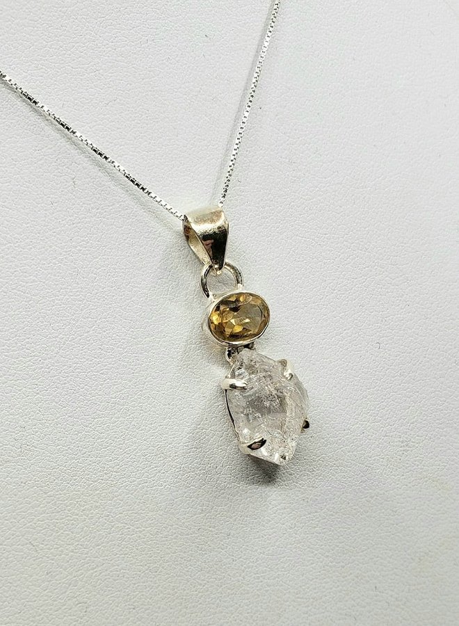 citrine and herkimer diamond pendant