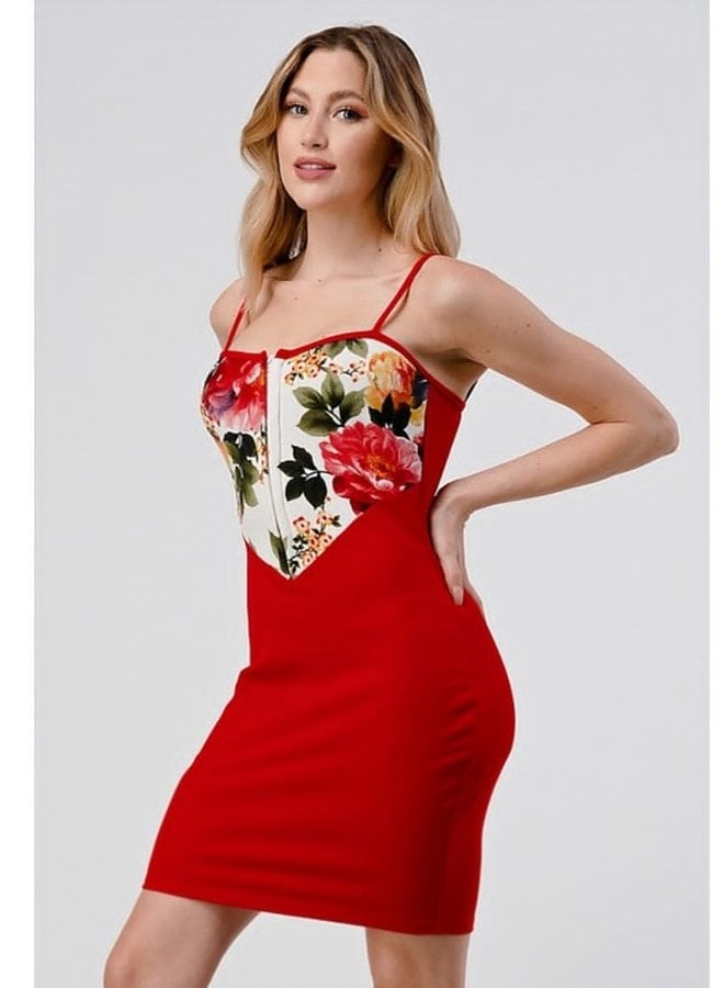 Floral print cami strap dress