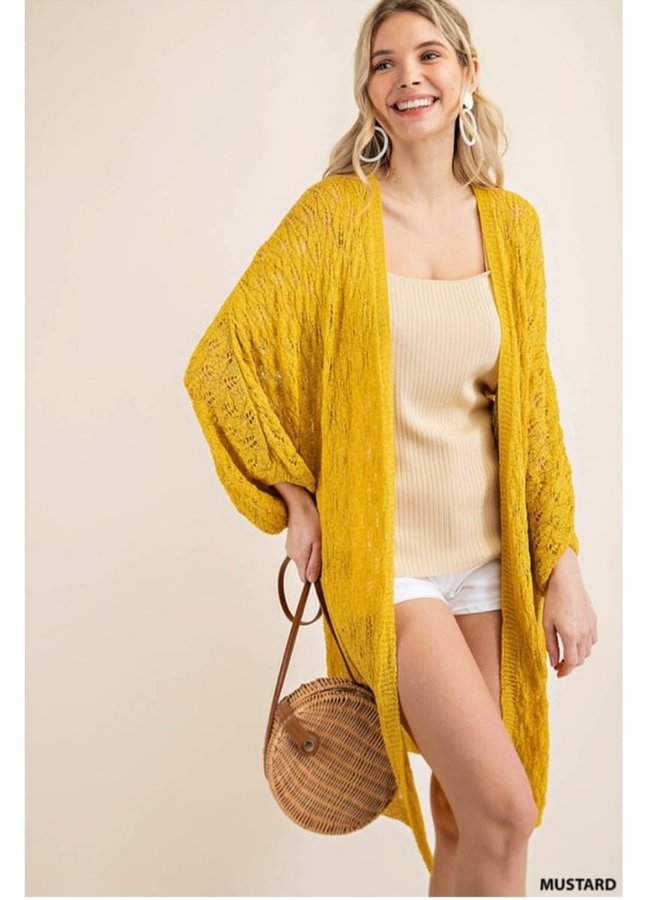 Pointelle soft duster sweater