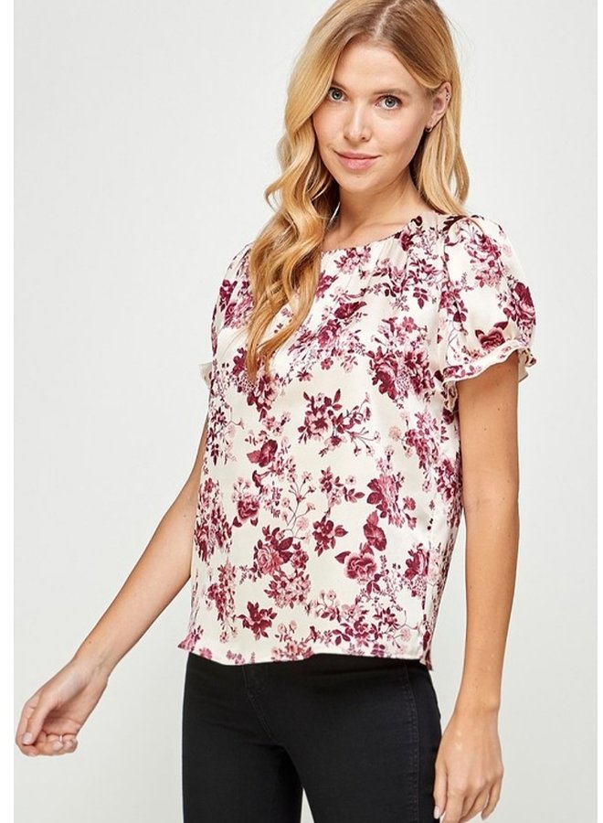 Floral Printed Silky Blouse