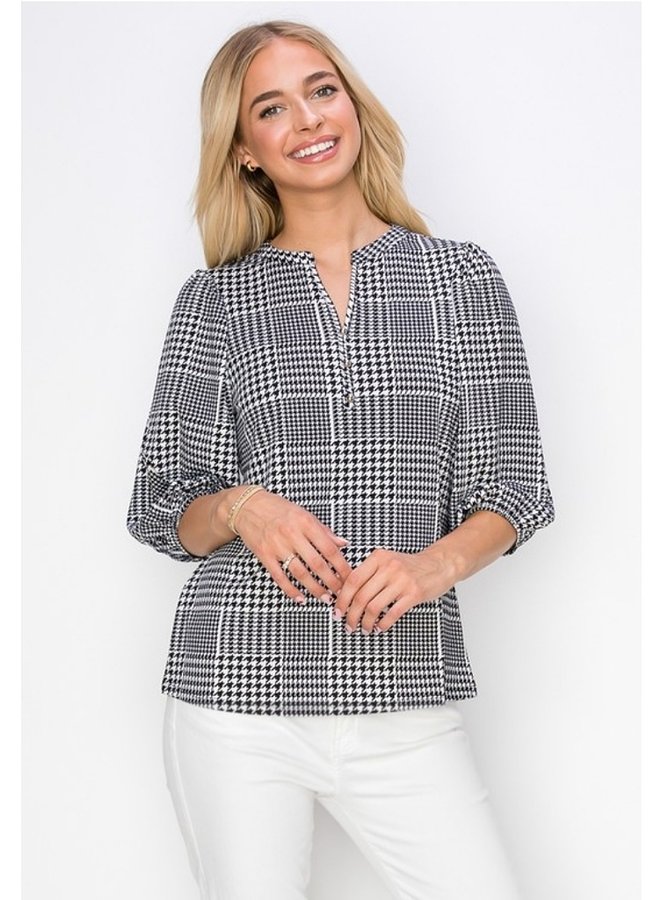 Houndstooth Pattern Blouse