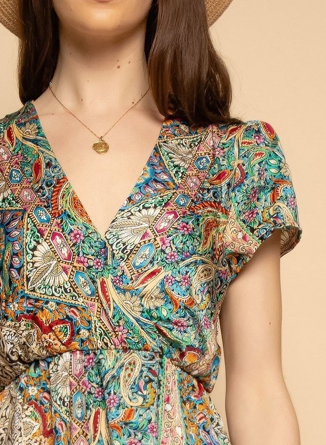 Open back paisley print dress