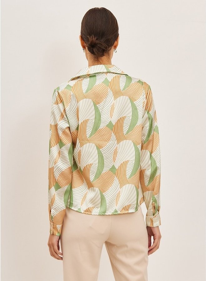 Satin shirt with geometric pattern