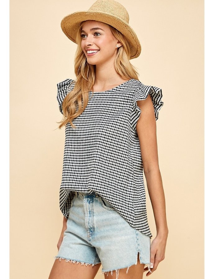 Checkered frill top