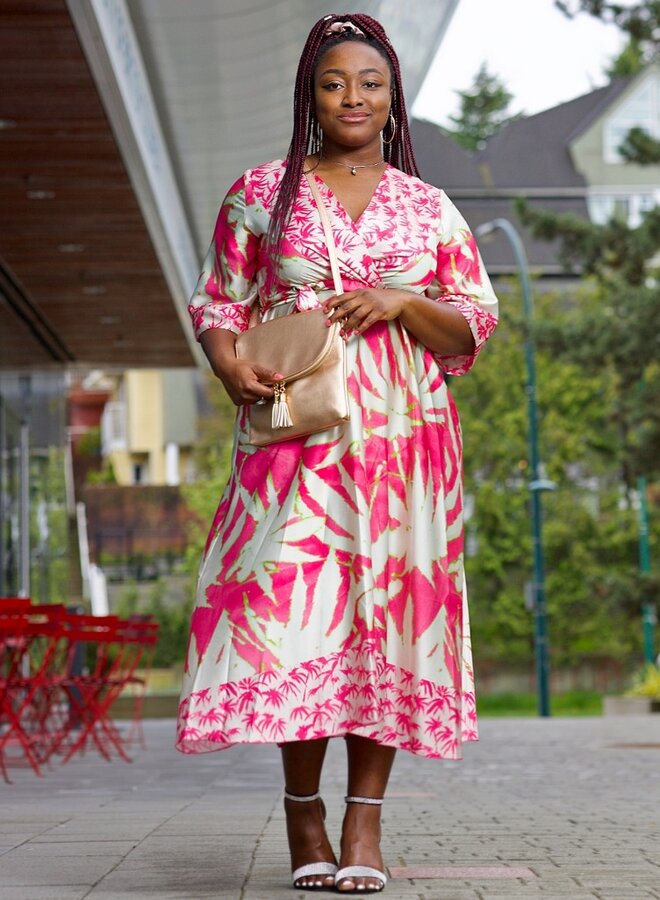 Kimono Tropical Print Dress