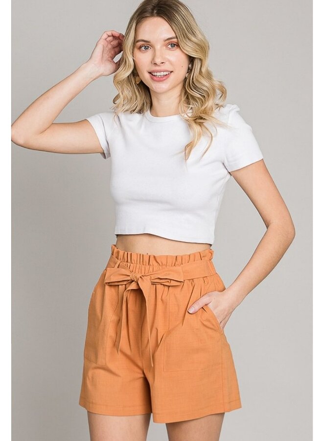 Cotton paperbag shorts