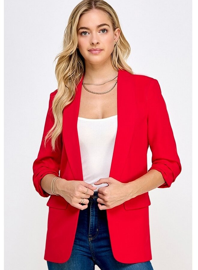 Blazer with ruched sleeves