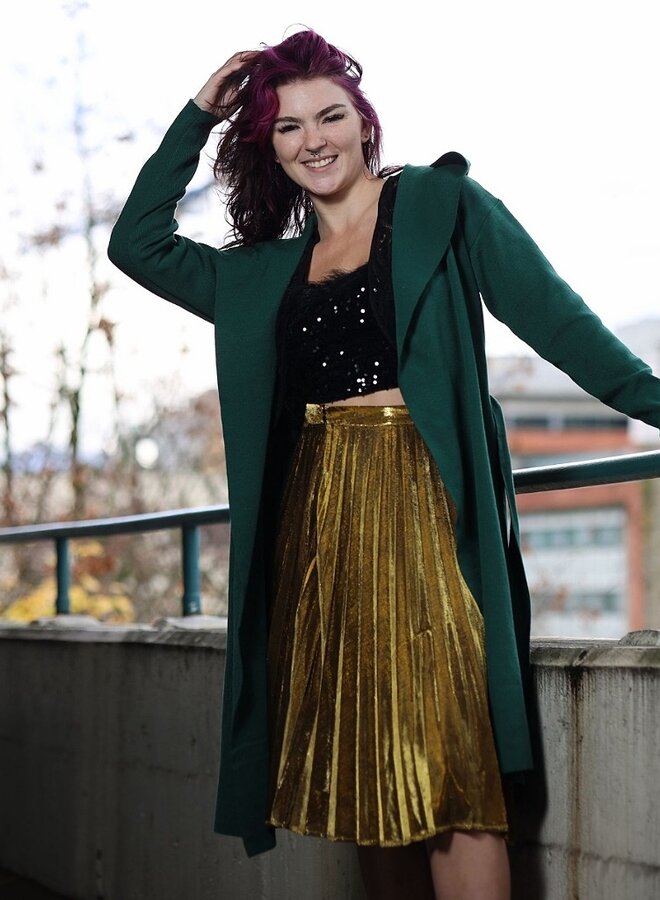 Pleated skirt gold cheap