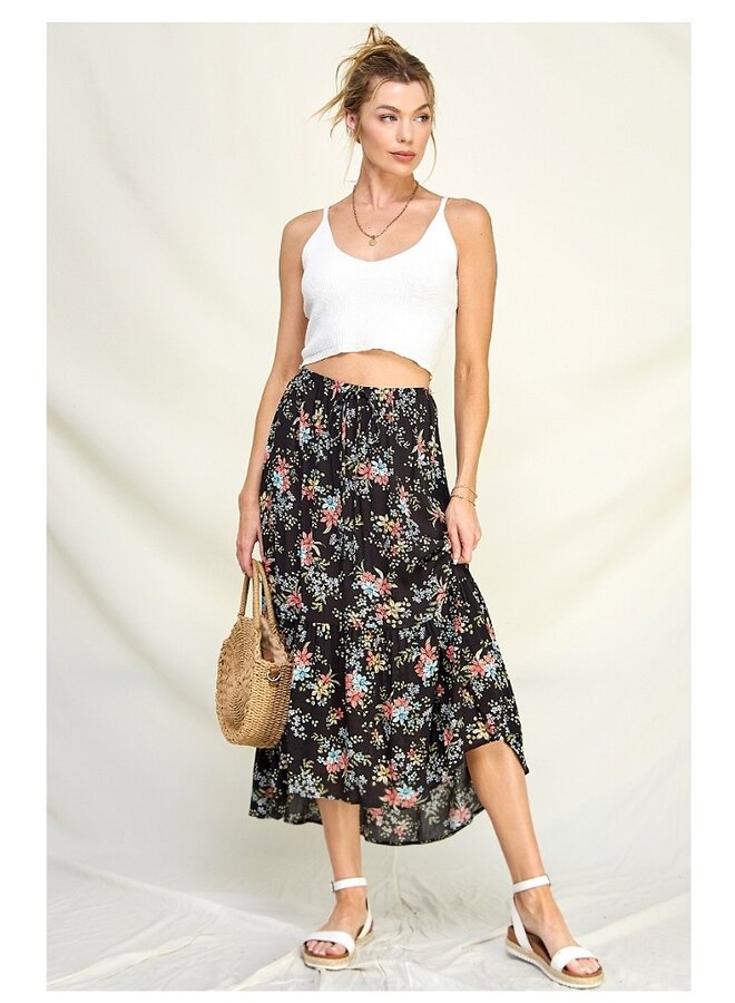 Floral rayon skirt
