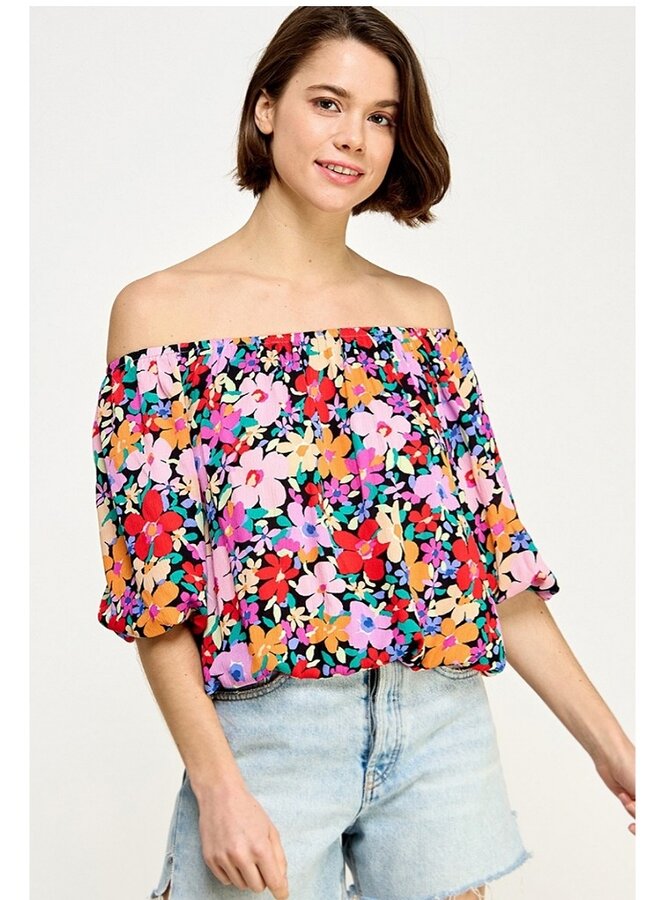 Floral off-shoulder blouse
