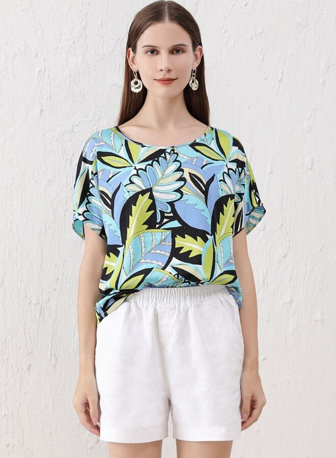 satin blouse with print