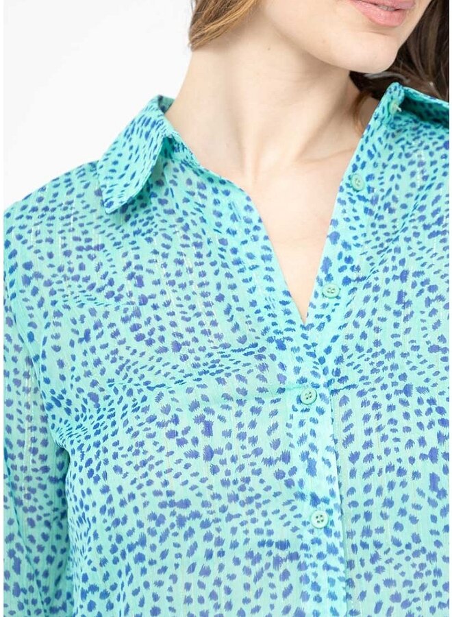 Spot print long sleeve blouse