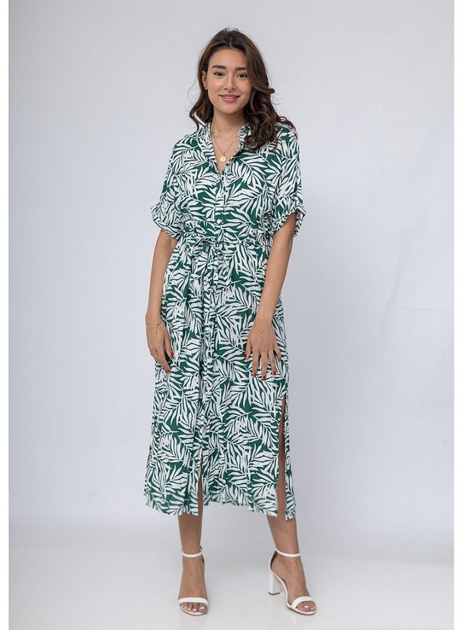 Tropical Print Shirt Dress