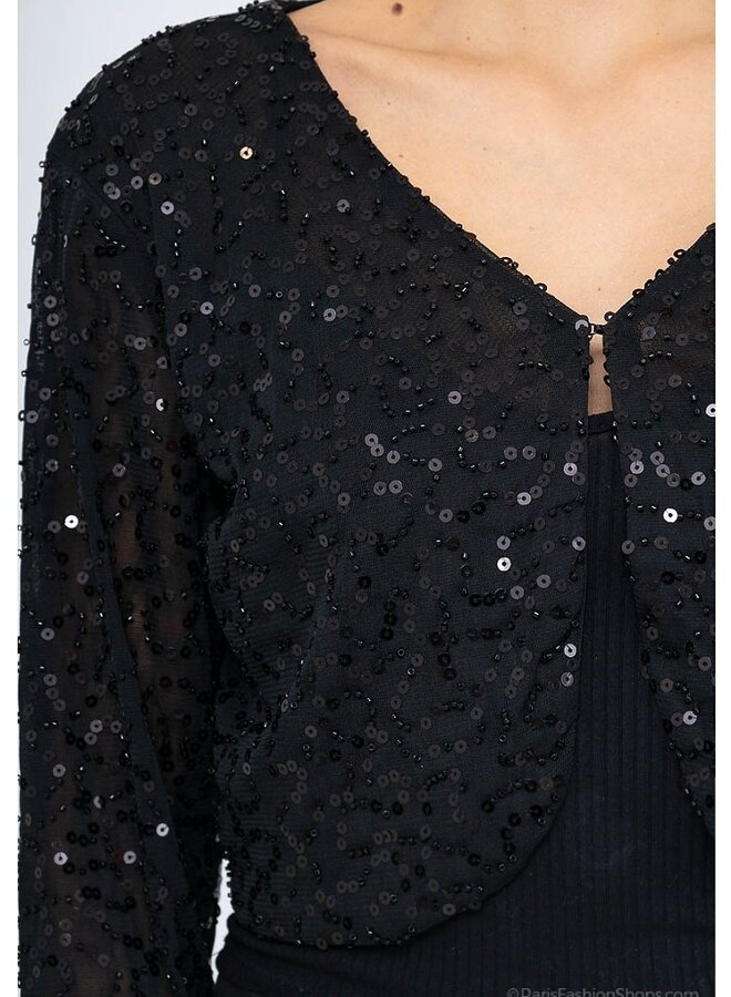 Long sleeve sequin bolero