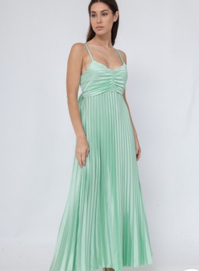 Pleated satin dress