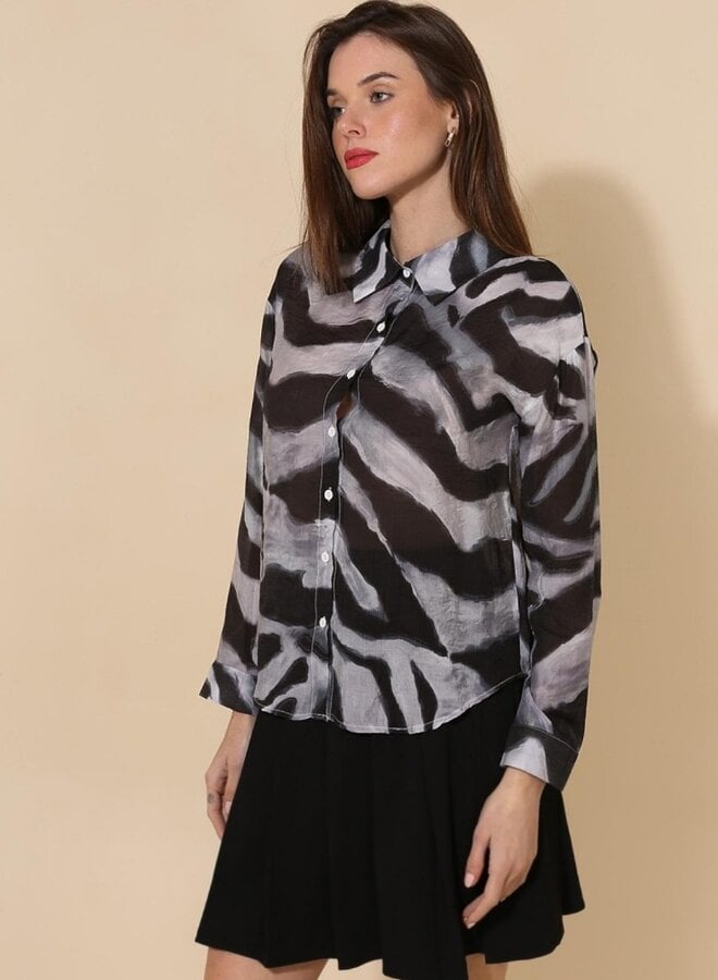 Animal print striped blouse