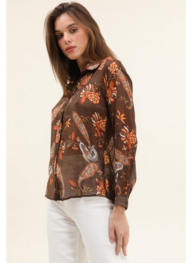 Fall Floral Print Blouse