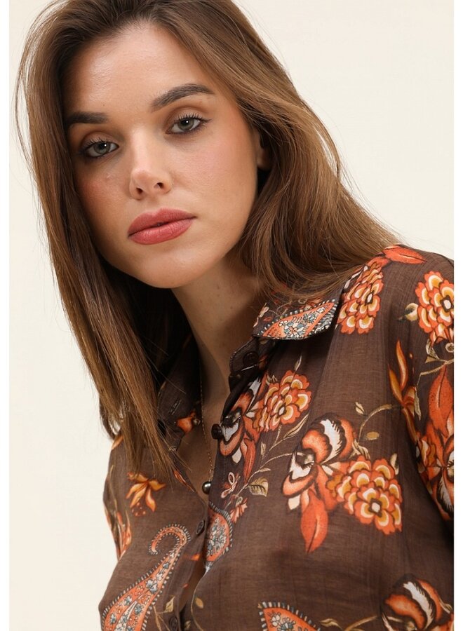 Fall Floral Print Blouse