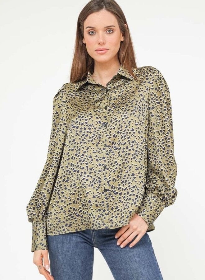 Printed blouse with puff sleeves