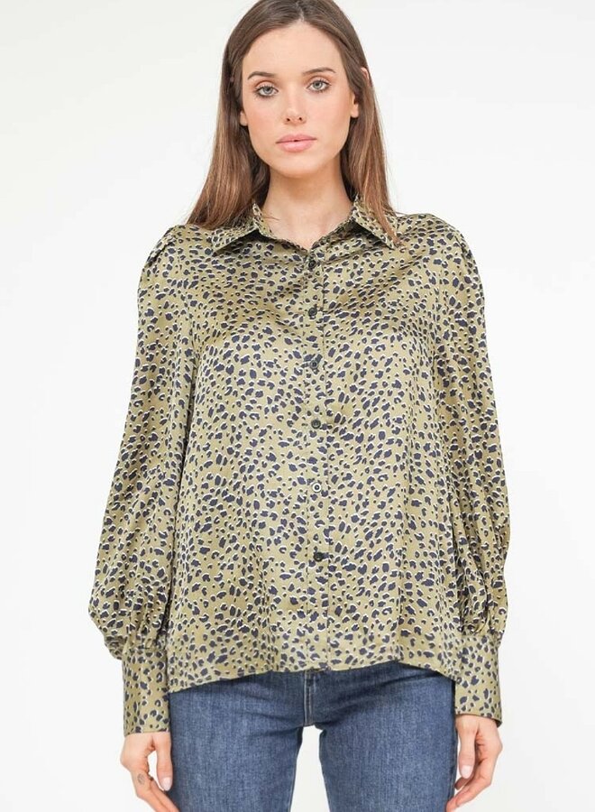 Printed blouse with puff sleeves