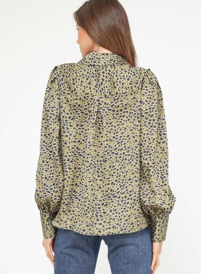 Printed blouse with puff sleeves