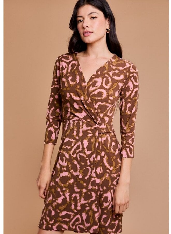 Long Sleeve V Neck Flounce Dress