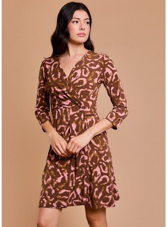 Long Sleeve V Neck Flounce Dress