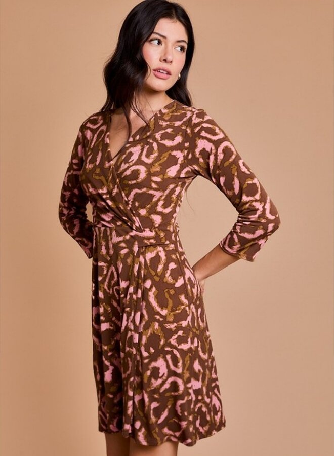 Long Sleeve V Neck Flounce Dress