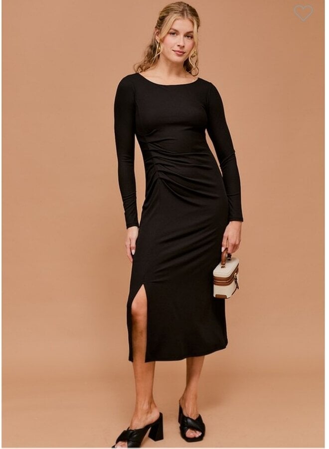 Long sleeve boat neck dress