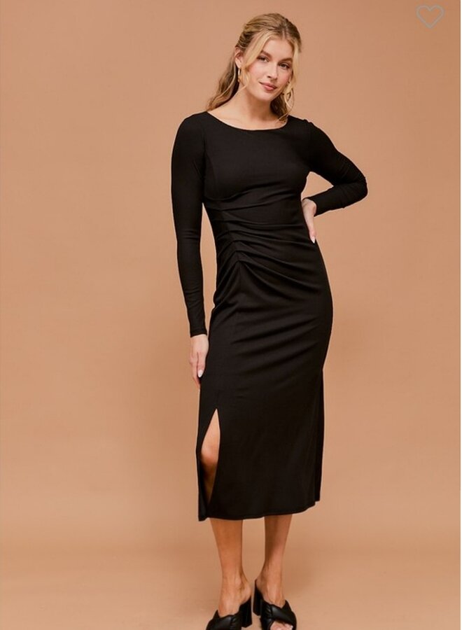 Long sleeve boat neck dress