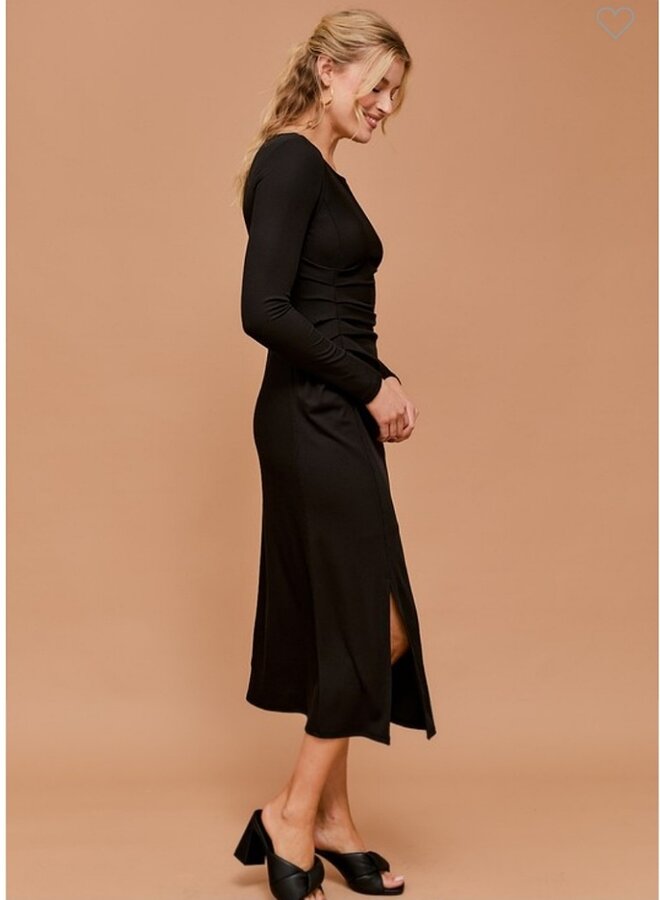 Long sleeve boat neck dress